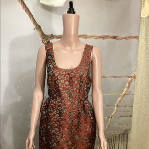 J. Crew Rust Brocade Sleeveless Leopard Print Dress